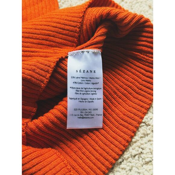 Sezane Yohan Jumper Sleeveless Turtleneck Sweater XS Tangerine Orange Luxury - Picture 7 of 8